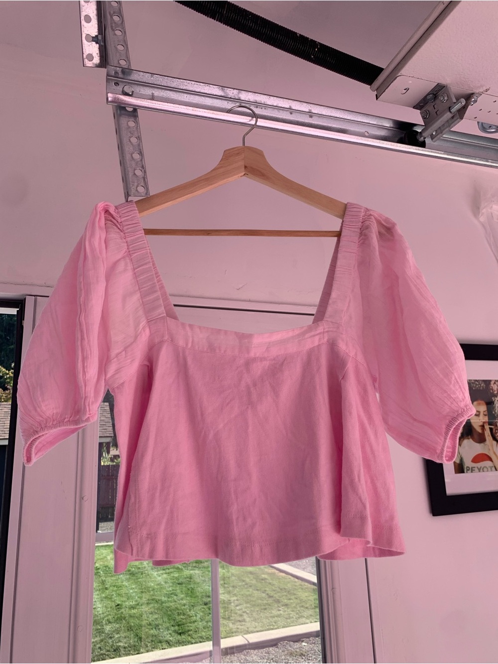 Urban Outfitters Pink Square-Neck Off The Shoulder Top